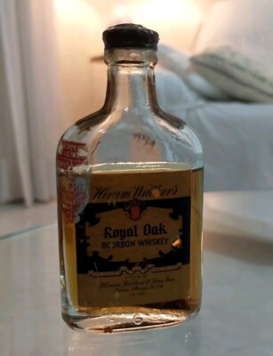 Antique Mignon Hiram Walker's Royal Oak Bourbon U.S.A. peoria illinois whisky 