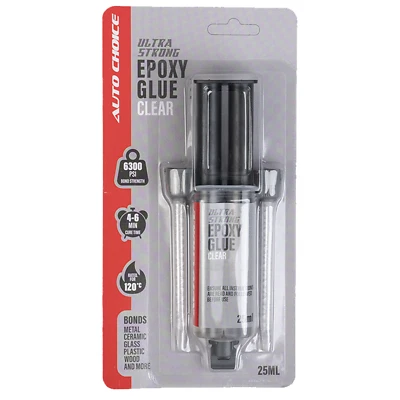 AUTOCHOICE Epoxy Glue – Black or Clear 6300 PSI Fast Set High Strength Heat Resistant 25ml