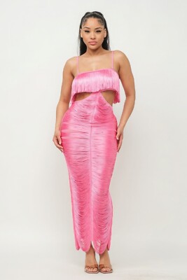 pink glitter fringe dress Primavera 4248 – Sparkly Fringe Mini Dress main image 1