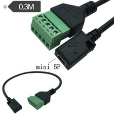 USB 2.0 Mini Female to 5 Pin Bolt Screw Connector Shield Terminals Adapter Cable