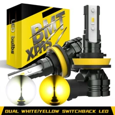 2PCS H11 H8 White Yellow LED Fog Light Bulbs Dual Color Switchback Bright DRL