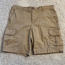 Chaps Stretch Mens Cargo Shorts Size 38 Beige Tan Cotton