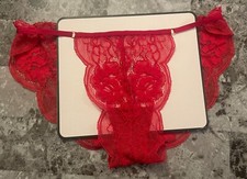 NWT VICTORIA'S SECRET M RED LACE ADJUSTBLE VINTAGE RARE STRING BIKINI PANTIES