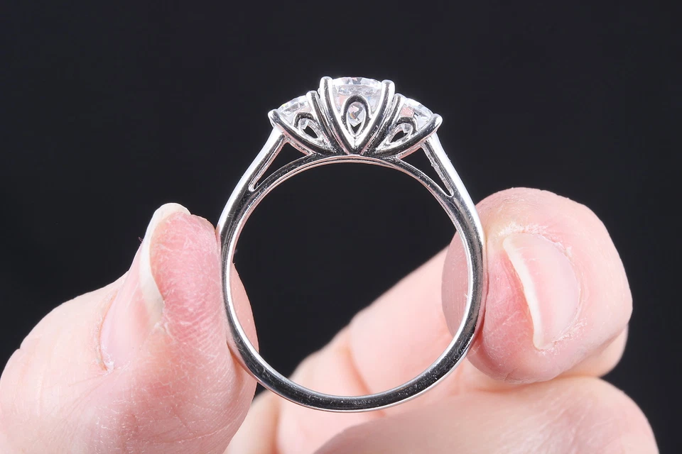 ANILLO CHINA PLATA ESTERLINA CIRCONITA CRISTALES TRANSPARENTES TALLA FINA 9 925 0895 Foto 4 de 4