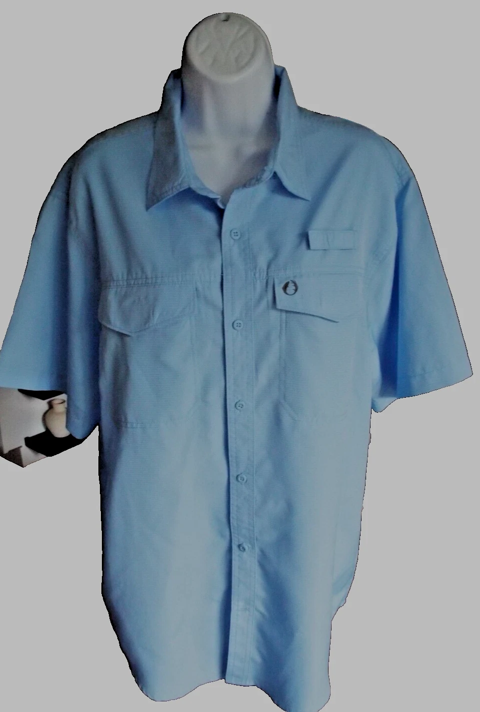 American Outdoorsman Shirt Men's Vented Fish Camp Shirt Blue sz Large