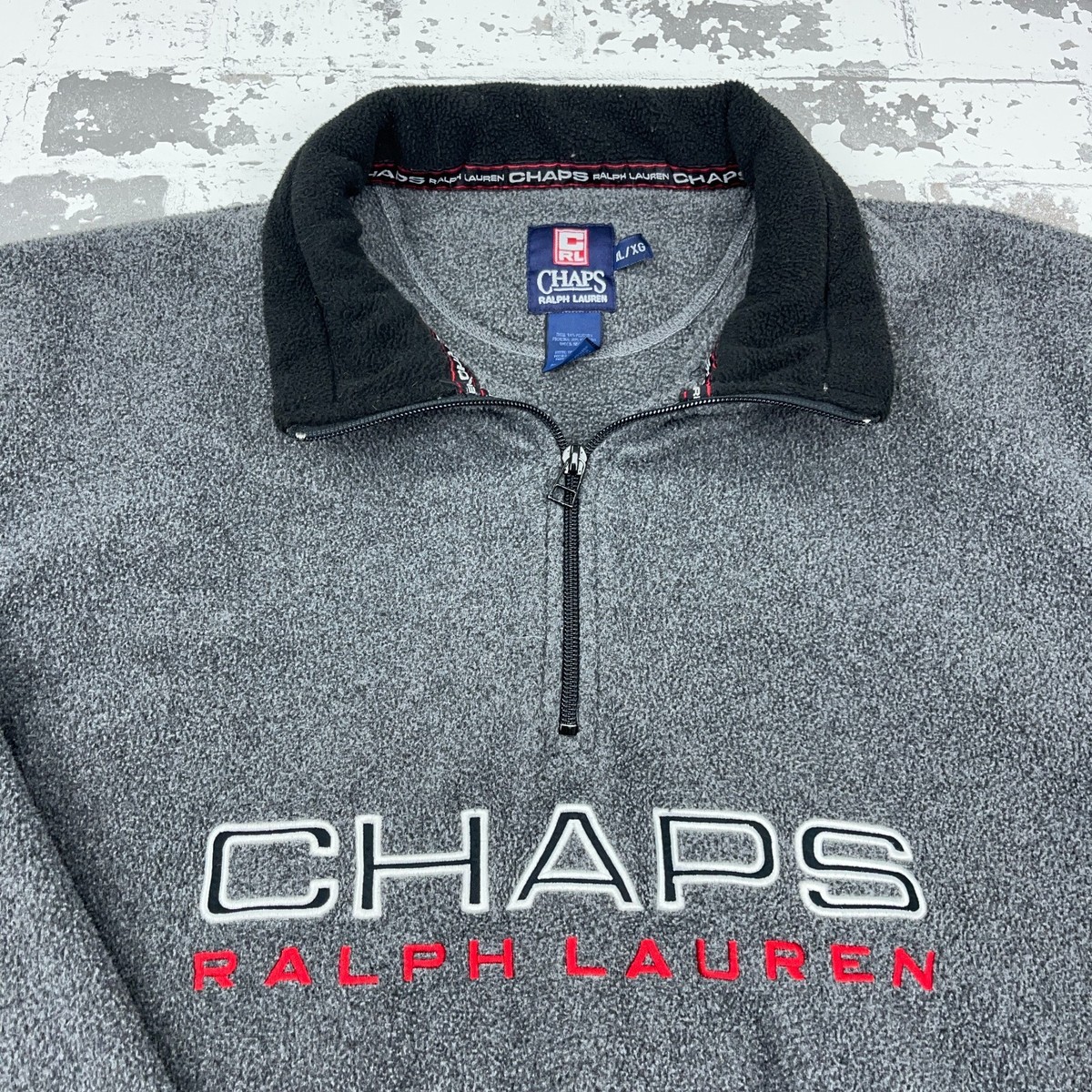 Vintage Ralph Lauren Chaps Sweater Men XL Gray Pullover Fleece