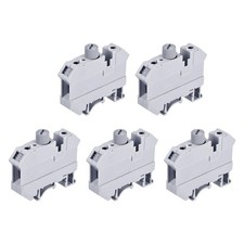 DIN Rail Mount Fuse Holder Terminal Blocks Screw Type Grey UK10 Pack of 5