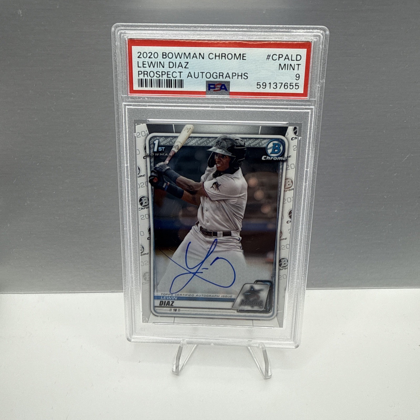 2020 Bowman Chrome Lewin Diaz #CPALD  Autograph PSA 9 Samsung Lions