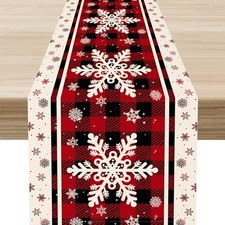 Christmas Table Runner, Red Black Buffalo Plaid Seasonal 13" X 72" Christmas-2