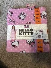 NEW Hello Kitty 2 Pc Pajama Set XXL Short Sleeve Top Jogger Pants Pink