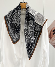 100 Silk Mulberry Neckerchief cashew Print Square Shawl Scarf Bandanna 65X65cm