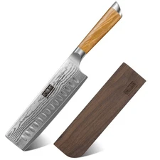 HOSHANHO 6.5" Damascus Nakiri Knife Japanese Kitchen Cleaver Knife with Sheath