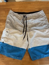 O  Neill Hybrid Board Men  s Size 36 Gray Blue Stripe Shorts