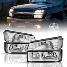 2002-2006 Chevy Avalanche Wcladding 4pcs Halogen Headlight Bumper Light Chrome