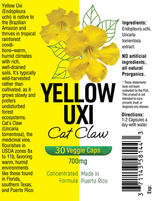 30 Rare Yellow Uxi, Cat Claw Capsules 700mg by Prorganics