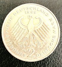 West German 2 Deutsche Mark Coin | Kurt Schumacher | KM149 | 1979 - 1993