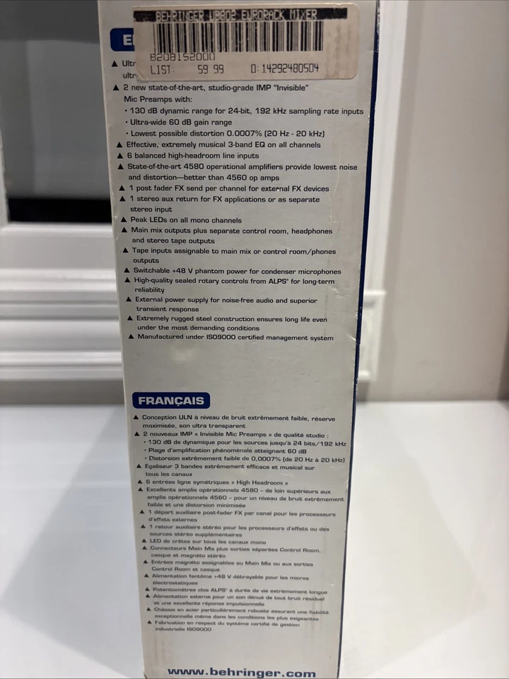 Behringer Eurorack UB802 Ultra Low-Noise 8-Input 2-Bus Mixer   - Image 3 of 4