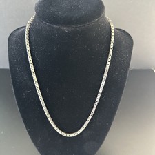 18  Vtg MR 2.7mm Italy Sterling Silver 925 Box Chain Lobster Claw Necklace