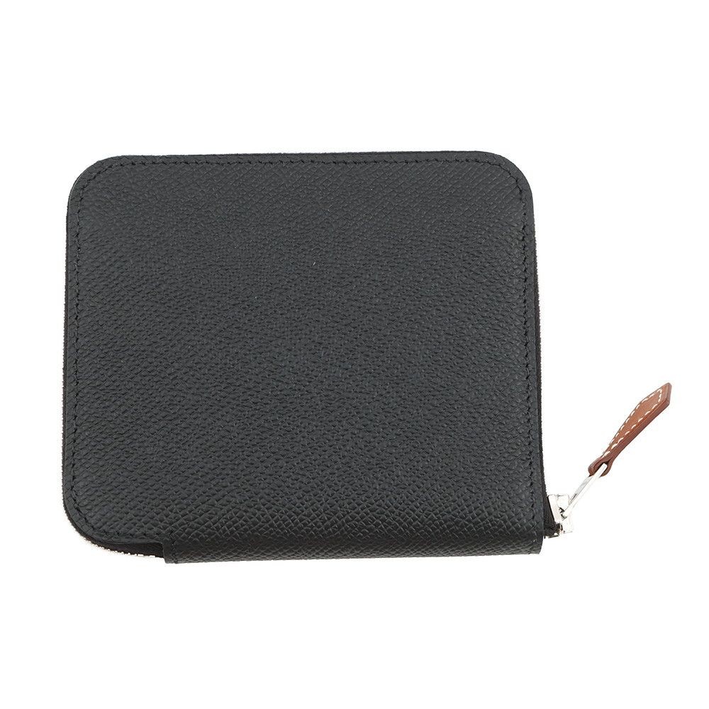 Hermes Azap Compact Silk In Coin Case Black Epson 4.3in Silver Hardware New thumbnail 3