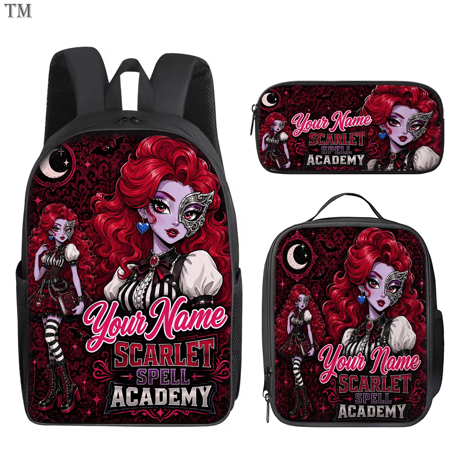 Personalized Dark Magic Backpack Lunch Tote Pencil Pouch School Set