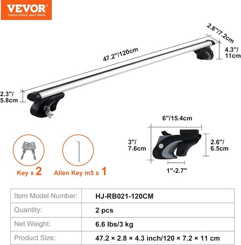 Universal Dachgepäckträger Alu Querträger 90 kg Tragkraft Auto - Bild 8 von 11