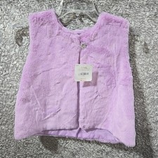 Gymboree Girls Purple Faux Fur Vest Lavender Rhinestone Button Size L 10-12 NWT