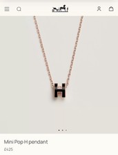 Hermès Mini Pop H Pendant Noir Lacquer Rose-Gold Plated 3N — With box and bag