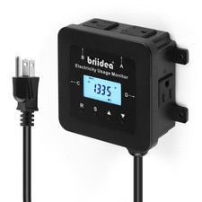 briidea Electricity Usage Monitor, 4-Outlet Power Consumption Watt Voltage Am...