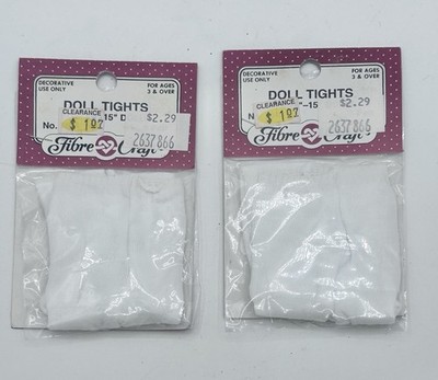 Vintage Fibre Craft Doll Tights White for 13 -15  Doll Two Packs New