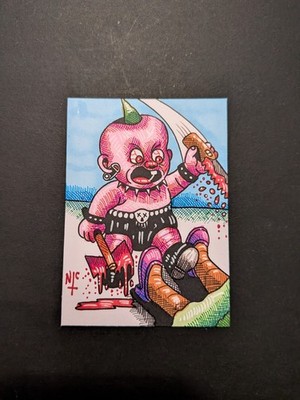 Garbage Pail Kid Ink Sketch On Card Blanko Back, mean marlene