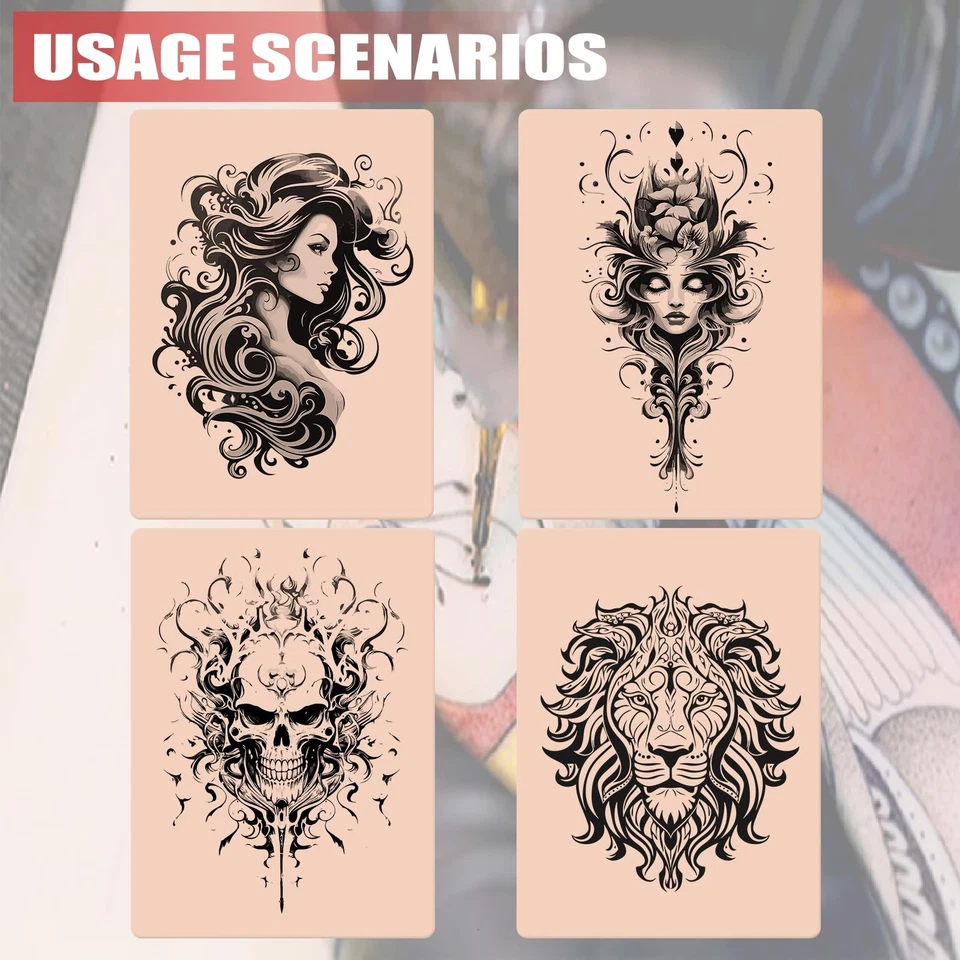 Tatuaje de piel falsa de 3 mm - 12 piezas piel de tatuaje de 3 mm pieles de práctica de tatuaje de 6 x 8" tatuaje Foto 2 de 4