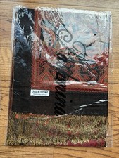 Pashmina Silk Blend Shawl Wrap Black Red Gold Paisley Fringe New
