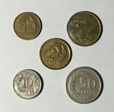 Lot 5 Coin Poland 1 grosz 2002 2 5 10 50 groszy 1995 2001 2005 2015