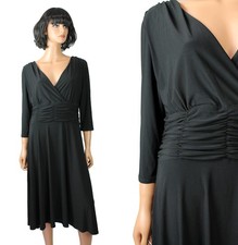 NWT Little Black Dress 12 L AA Studio Stretchy Plunge Neck 3/4 Sleeve Versatile