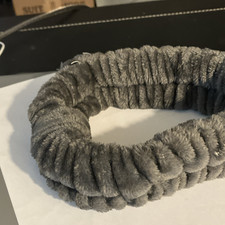 Women s Gray Fabric-Covered Elastic Headband, Solid Pattern Hair Accessory