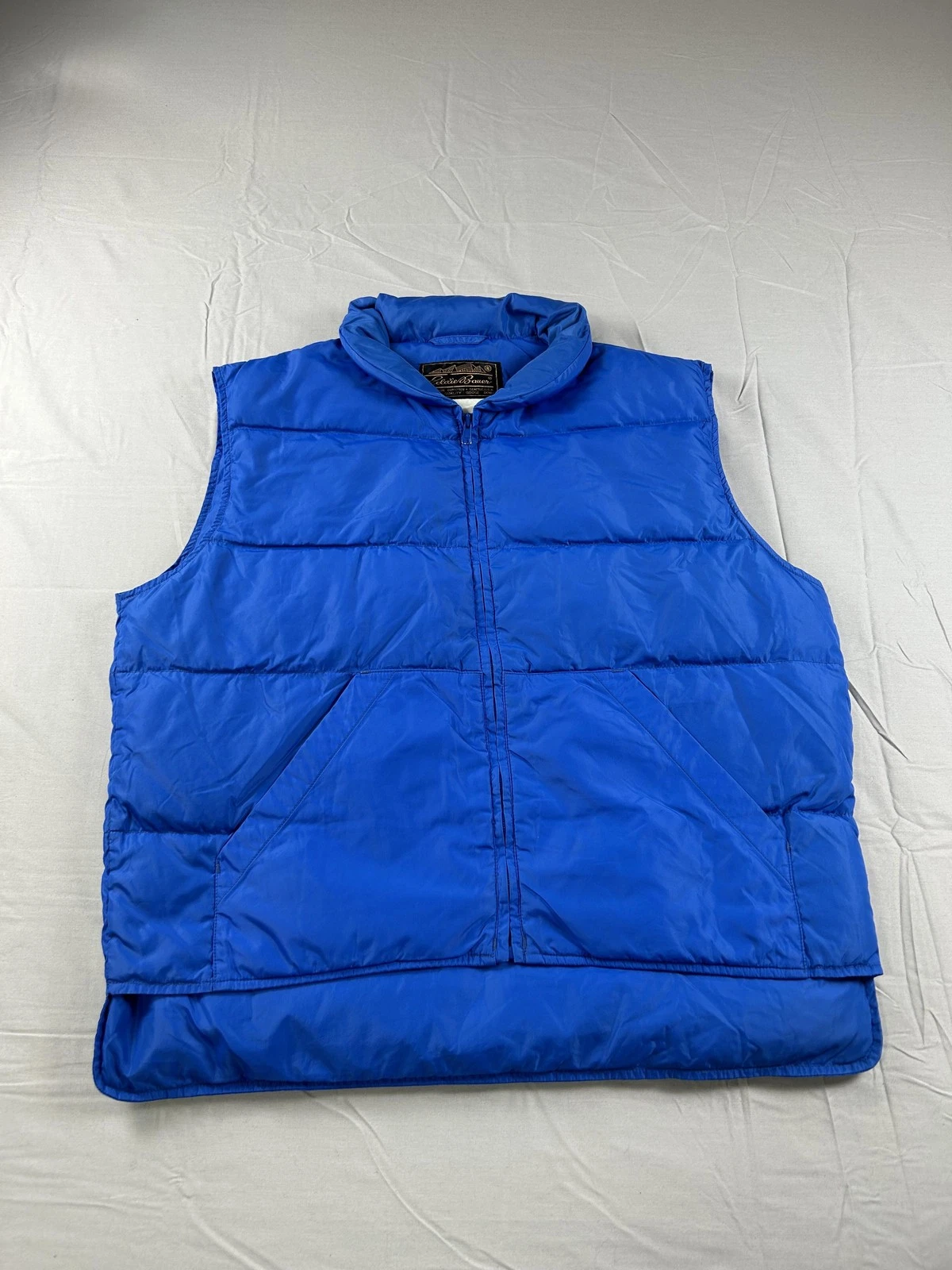 Vintage Eddie Bauer Vest Mens Large Blue Goose Down Puffer Quilted Retro 70s 80s