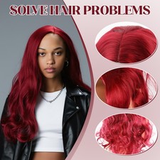 70cm Wine Red Curly Hair Women Costume Wavy Hair Wave Wigs Full Cover