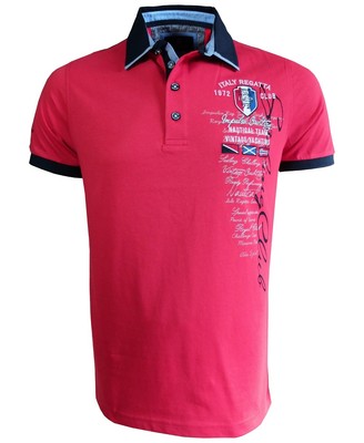 Polo Shirt Vintage Yachting Club in ROT mit Stickerei Impulso Italy Gr. L - XXL