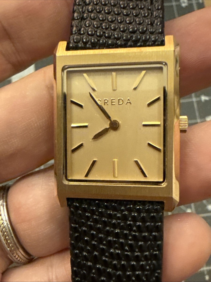 ゴールドラディッツ New Breda Virgil Watch 26mm Gold Black Lizard Embossed Leather