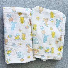 Vintage Lot Of 2 Baby Teddy Bear Balloon Nursery Bedding Fitted Crib Sheet