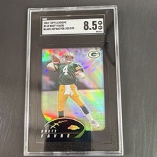 2002 Topps Chrome Brett Favre Packers Black Refractor #142 /599 SGC 8.5