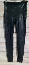 Spanx Leggings Size Large Faux Leather Solid Black Ankle Length High Rise Waist