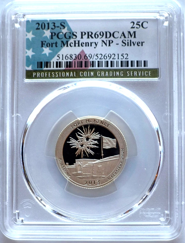 2013 S National Parks 5 Coin Silver Quarter Set PCGS PR69DCAM Special Flag Label - Image 4 of 4