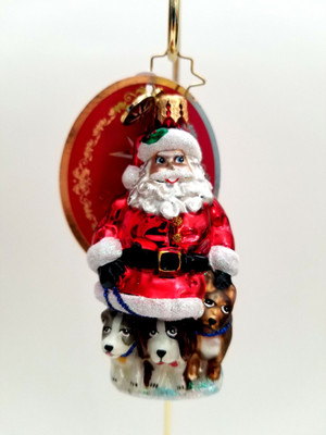 Christopher Radko - Promenading Pups Gem #1020229 Santa Walking Three Dog's 