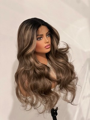 Braunblonde Balayage Kleberlose Perücke | Medizin & Alopeziefreundlich Wellig UVP69,99 