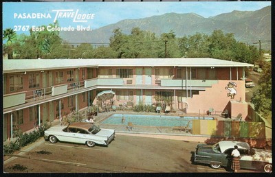 PASADENA CA Travelodge Motel Vintage 1950 s Cars Postcard PASADENA CA Travelodge Motel Vintage 1950 s Cars Postcard
