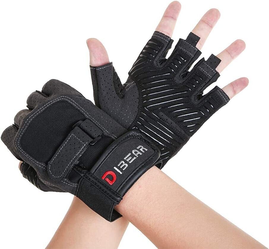 Unisex Small Fingerless Workout Gloves Weightlifting,Knuckle Padded Palm Protect