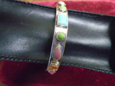 Nachlassfund: BÄRLICHE 925 Sterling Silber Halbedelsteine Manschette/Armband. 