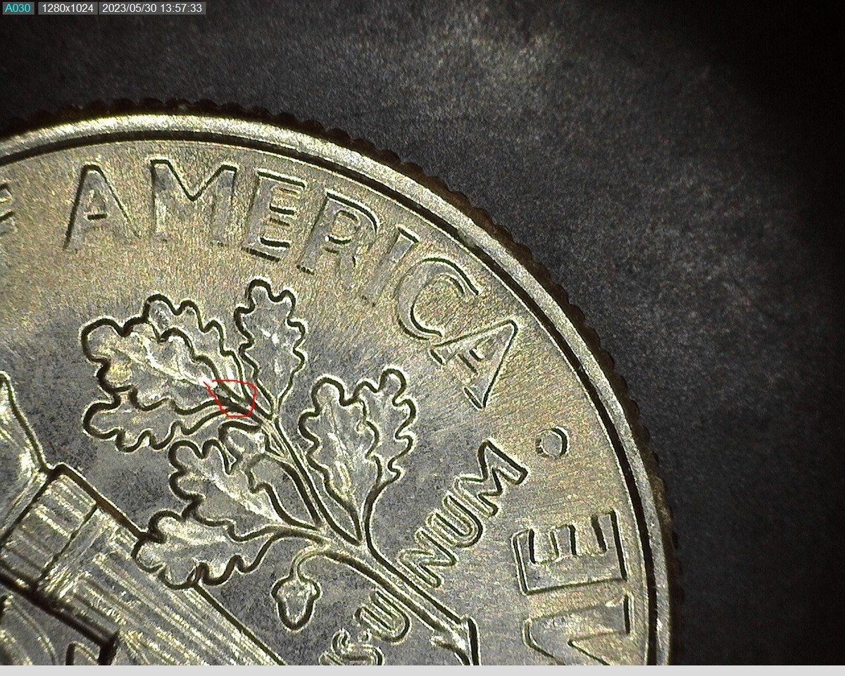 2020P Roosevelt Dime Lamination, Die break on the bottom of torch