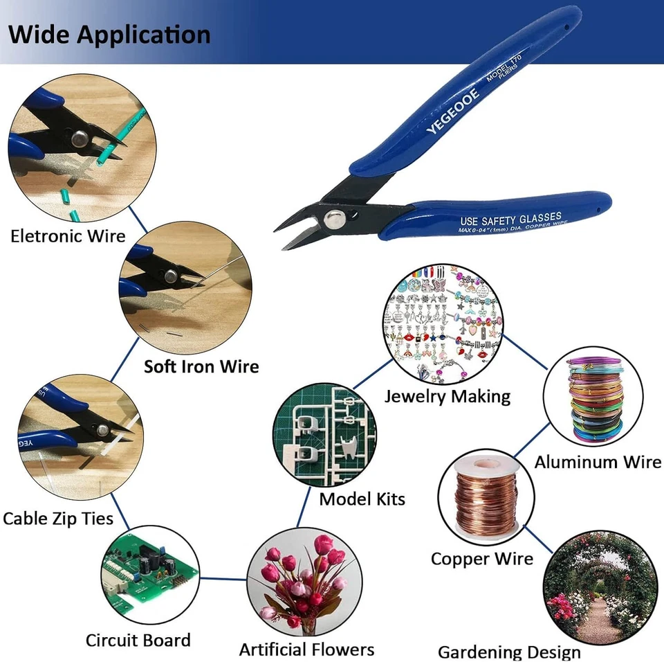 US 170 Flush Cut Wire Cutter Diagonal Side Cutting Plier Cable Nipper 10pcs - Image 4 of 4